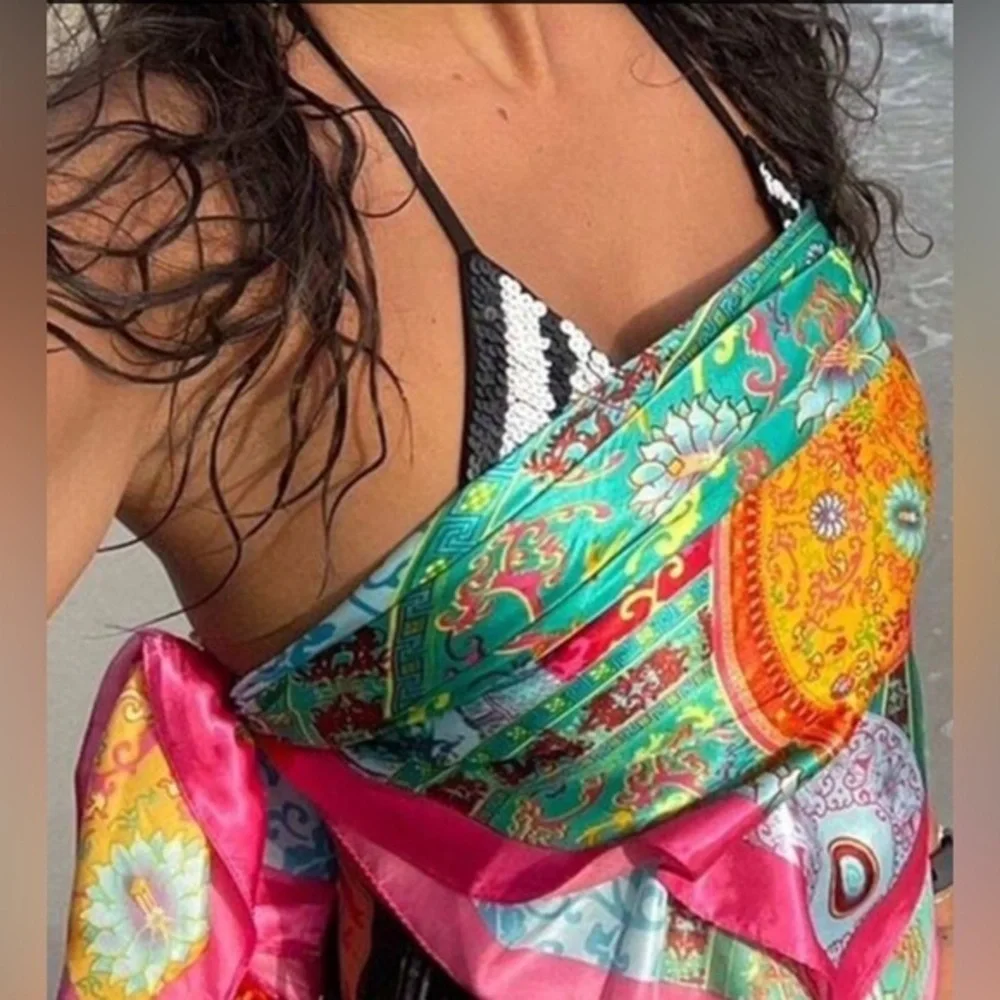 ✨NEW✨ Vibrant Multicolor faux Silk Scarf
